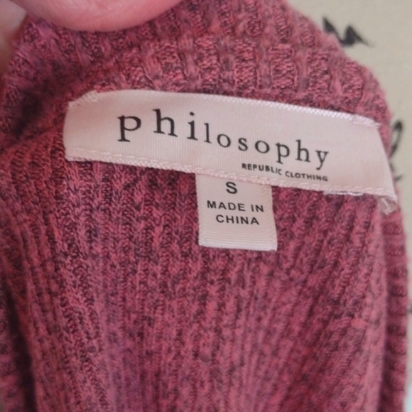 Philosophy Ribbed Knit Top Tie front Mauve Size Small - Picture 6 of 7
